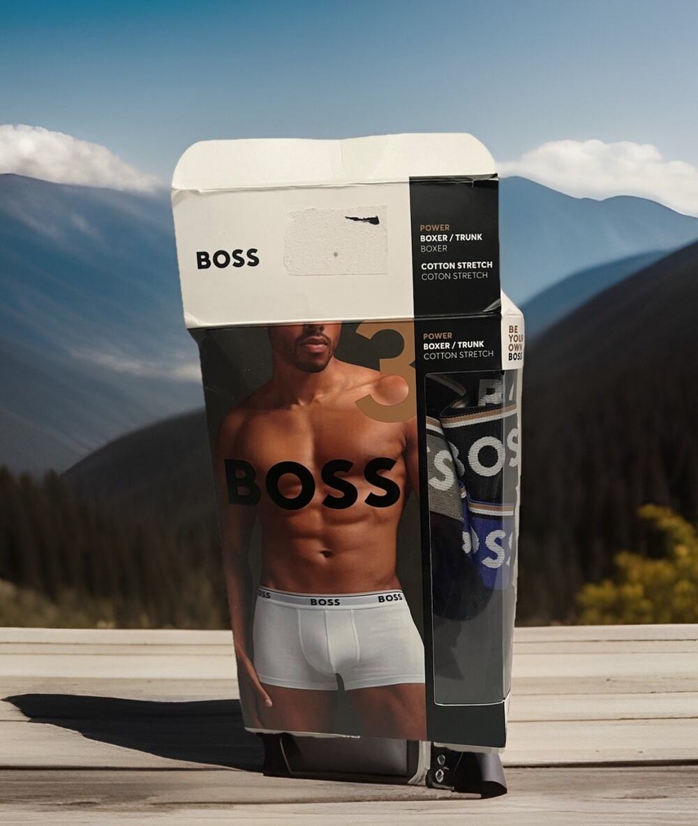 BOSS 3-Pack Power Boxer Trunks Men's XXL Black Cotton Stretch Open Box